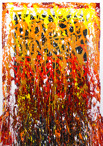 JonOne - Open Fires - ink and acrylic on canvas - 78x55in